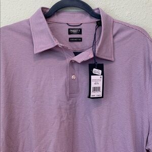 Faherty Movement Short-Sleeve Polo in Rose Water Stripe NWT